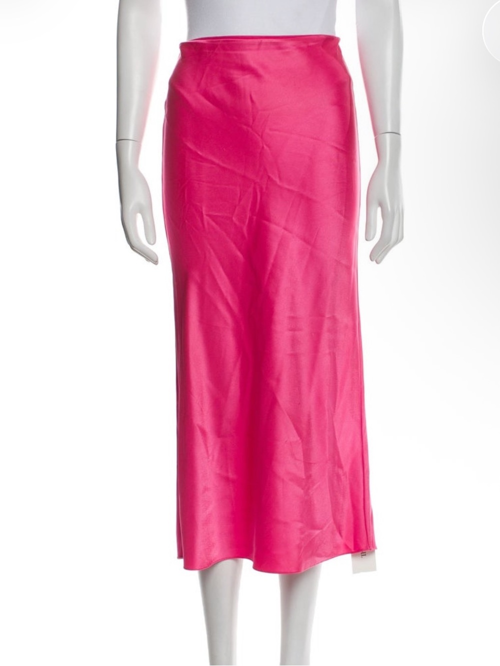 Alice + Olivia Hot Pink Satin Midi Skirt